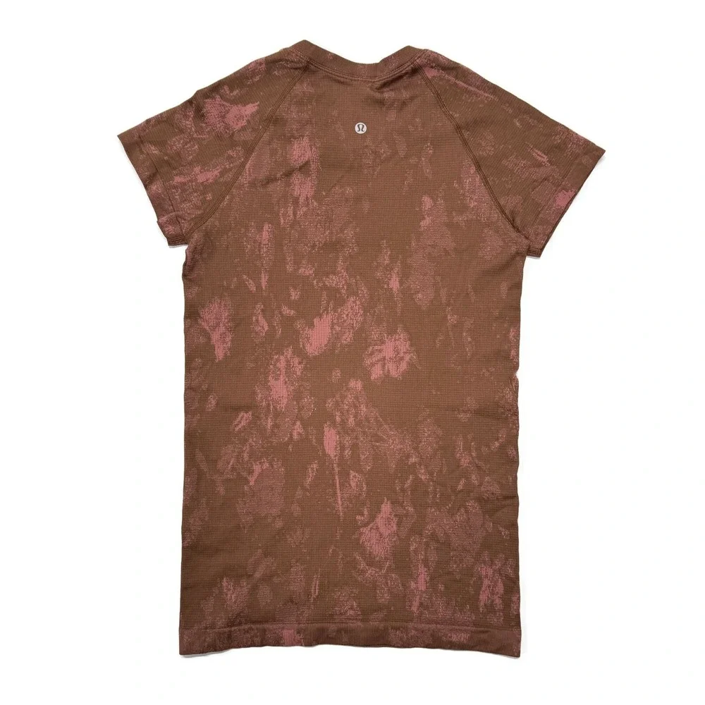 Lululemon Swiftly Tech Short Sleeve 2.0 T-Shirt Brown Pink Brier Rose 6 Floral - Picture 2 of 6